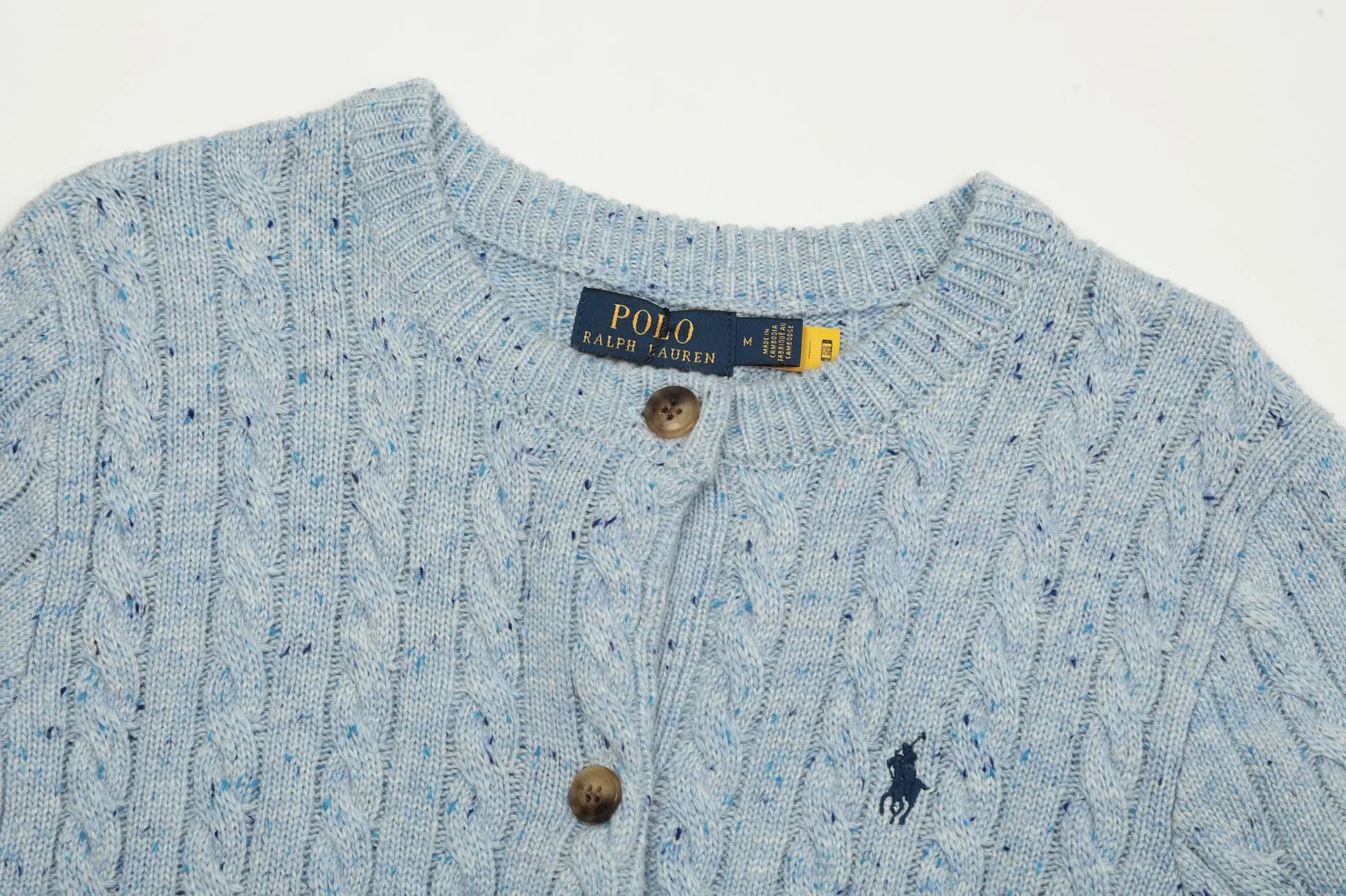 Polo Ralph Lauren Cable Knit Tweed Cardigan Black - 5