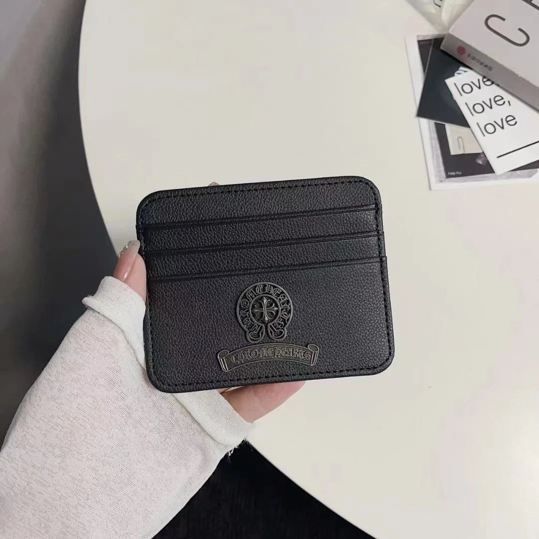 Chrome Hearts Card Holder Black Leather Wallet - 7