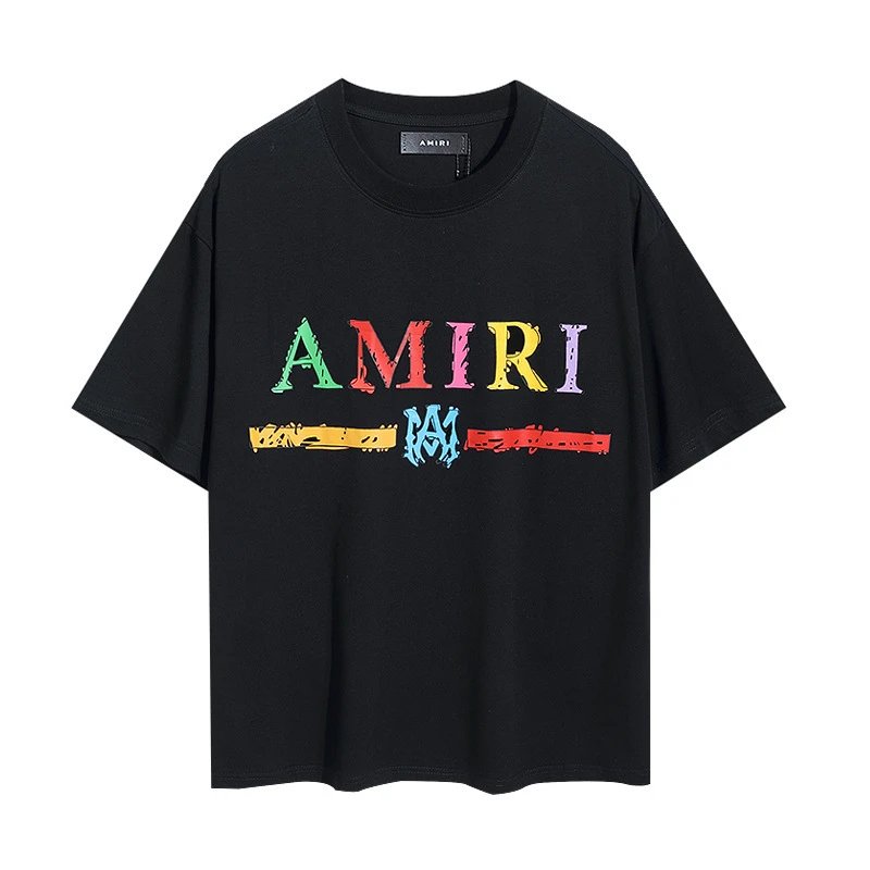 Amiri Multicolor Logo Tee Black