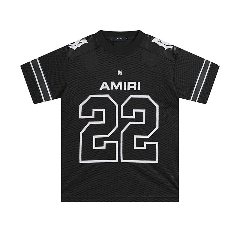 Amiri #22 Football Mesh Jersey Tee Black White