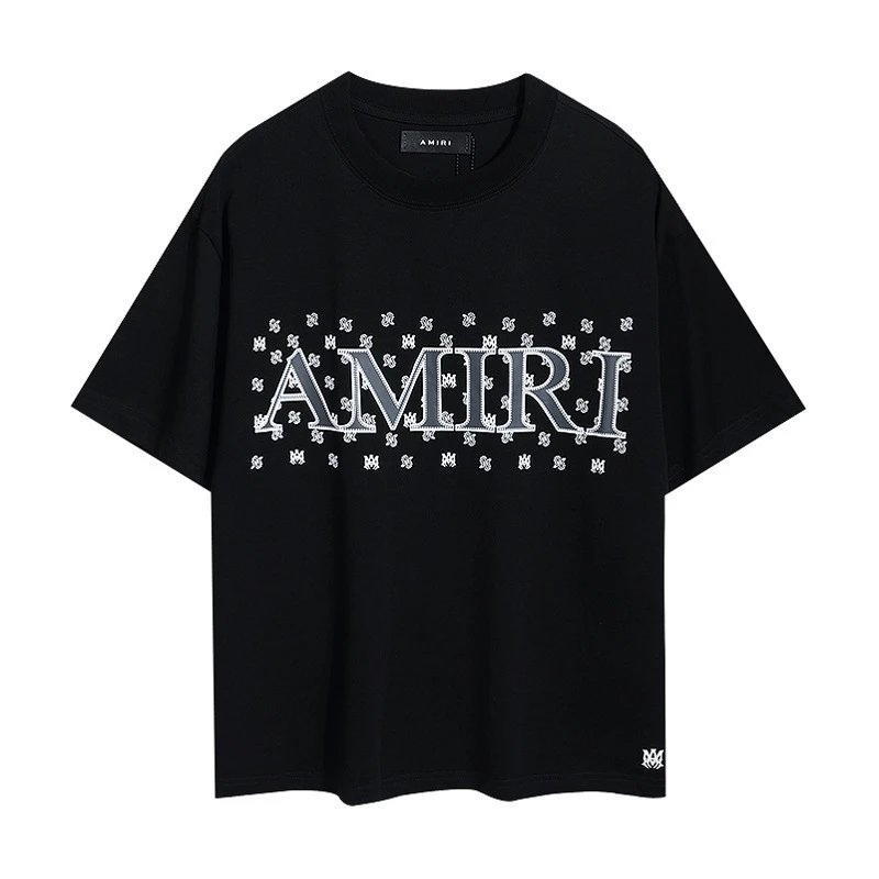 Amiri MA Monogram Paisley Logo Tee Black White
