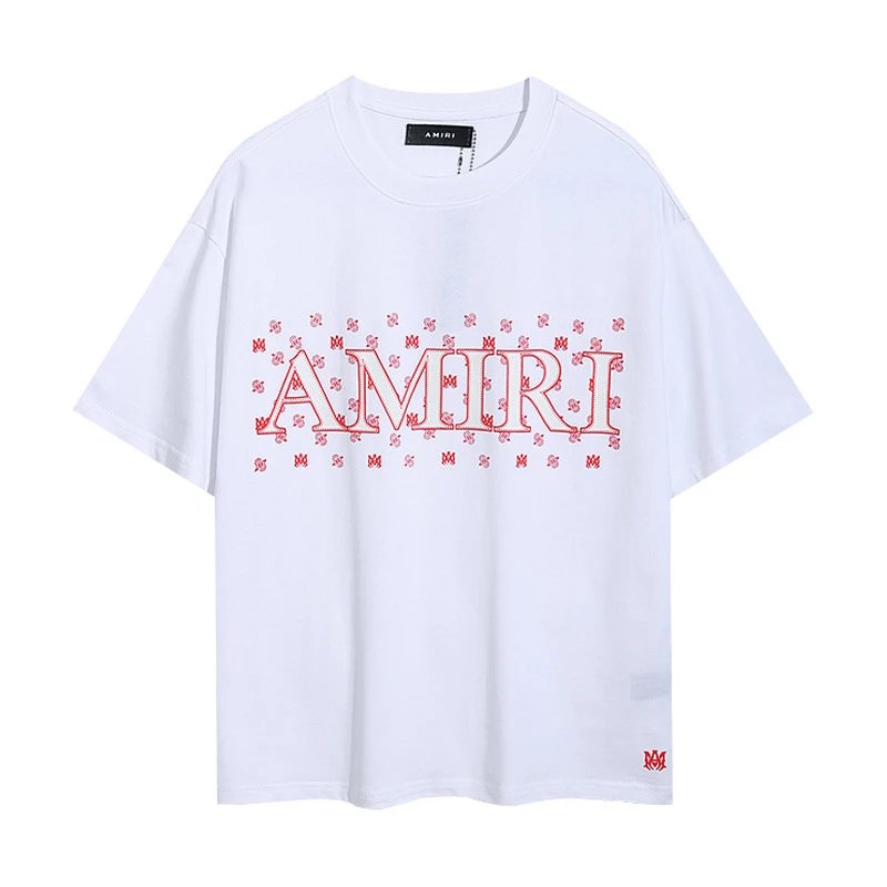 Amiri MA Monogram Paisley Logo Tee White Red