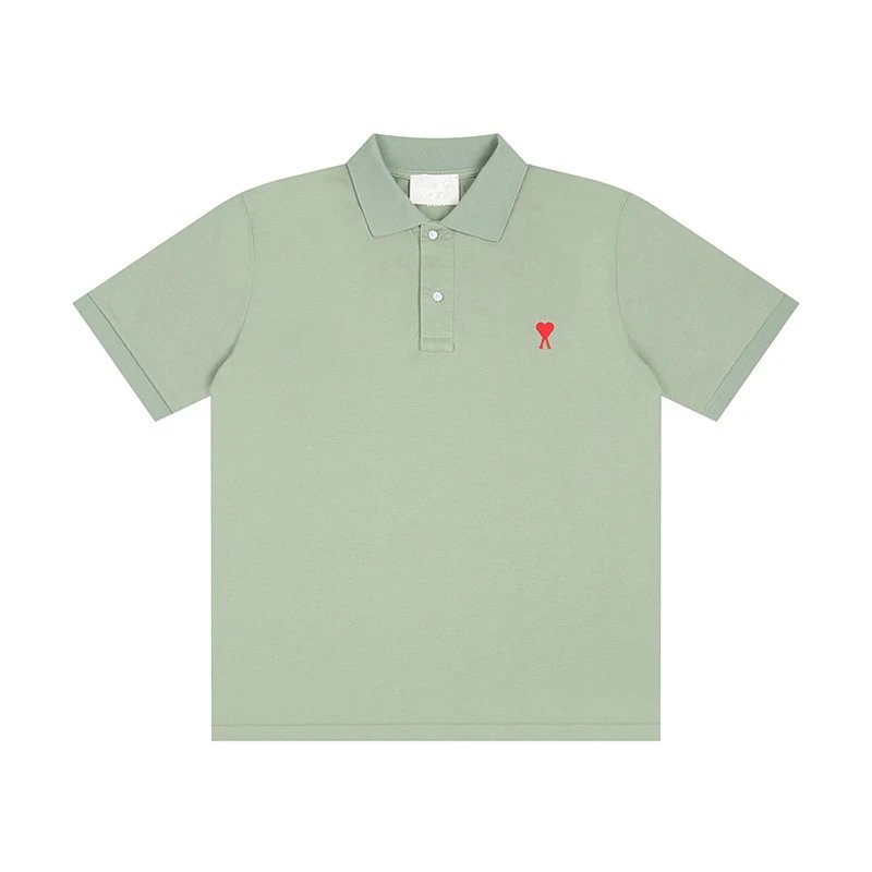AMI Paris de Coeur Polo Shirt Sage Green