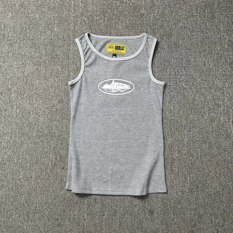Guerrillaz Ribbed Tank Top - Gray/White (Oval Logo)