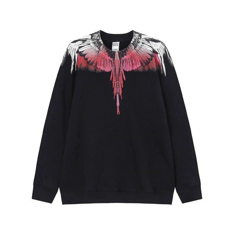 Marcelo Burlon County of Milan Wings Crewneck Sweatshirt Black Pink White