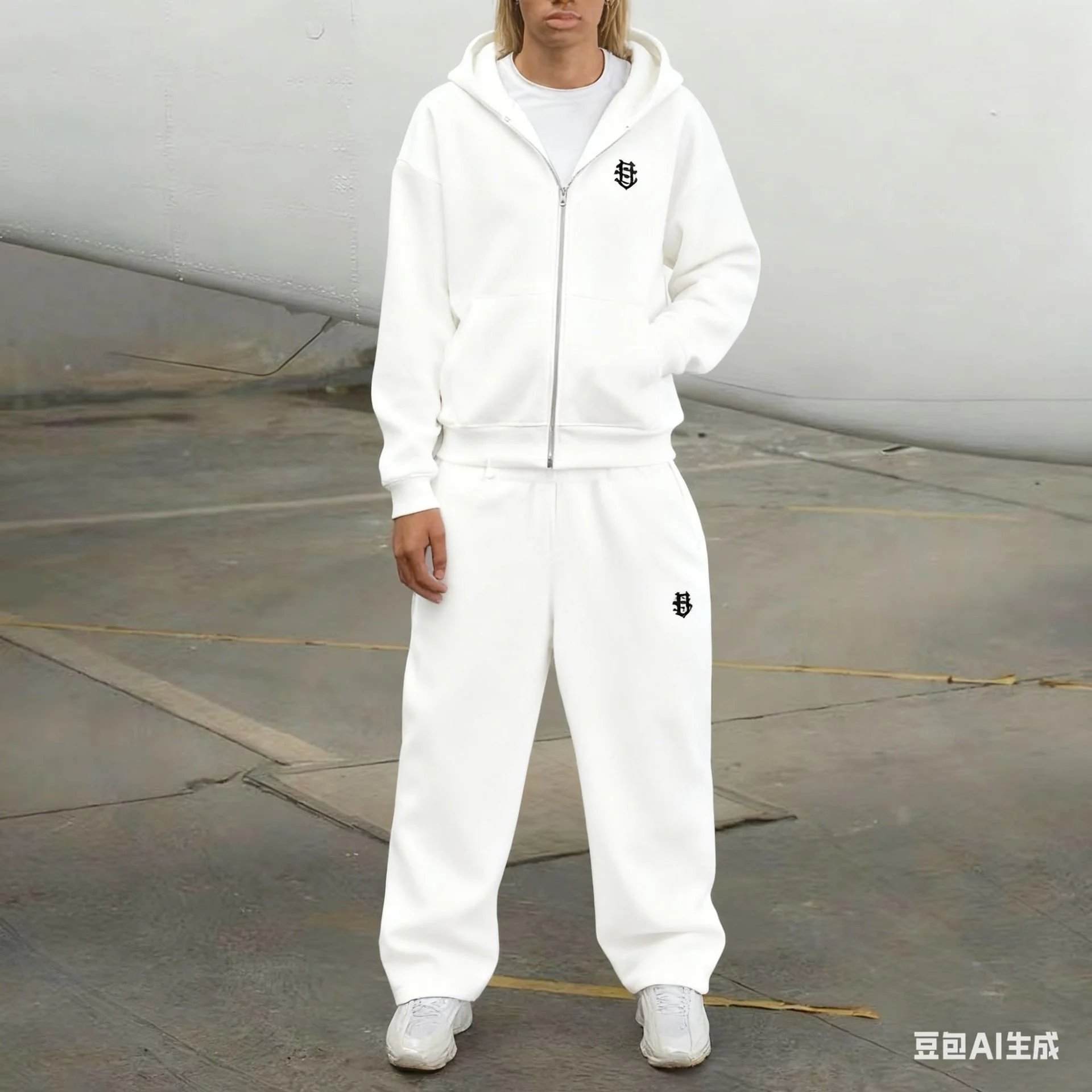 Unbranded Streetwear Set 2-Piece White - Kornelek
