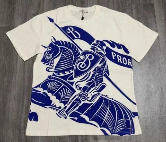 Burberry T-shirt Equestrian Knight Logo White Blue - Kornelek