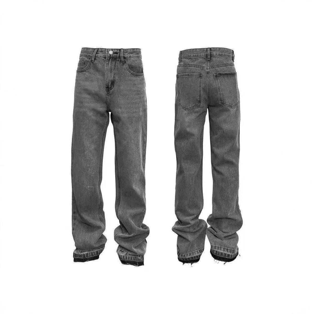 Other Jeans 507 Fit Washed Fringed Hem Micro-flare Grey - Kornelek