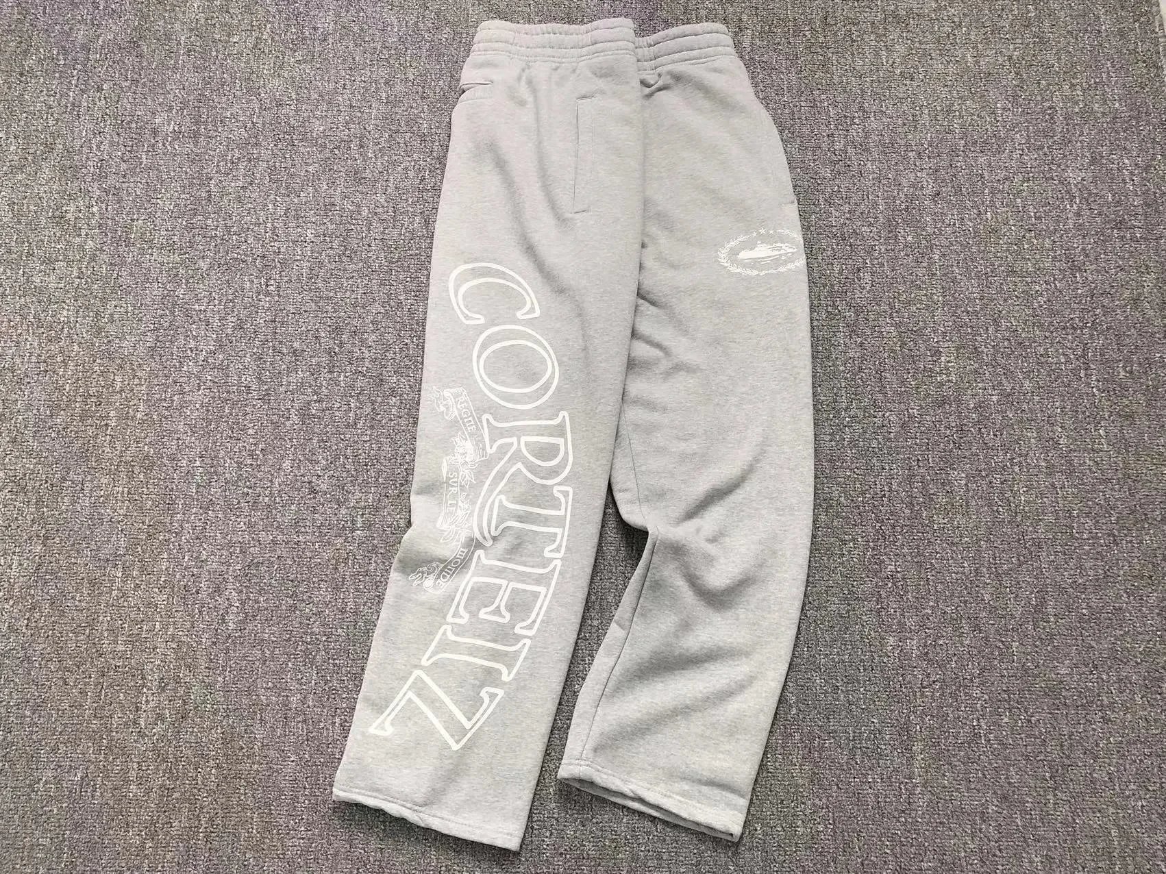Corteiz Vertical Logo Sweatpants Grey - Kornelek