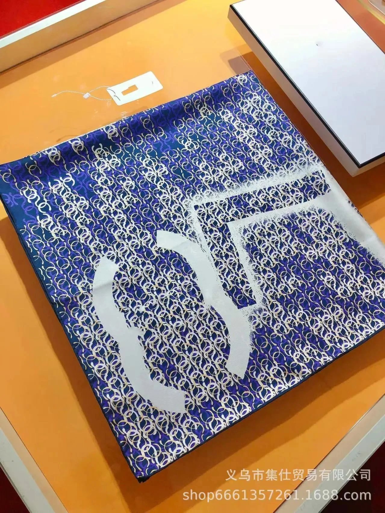 Christian Dior Scarves Oblique Monogram Square Scarf — C-hanel Blue