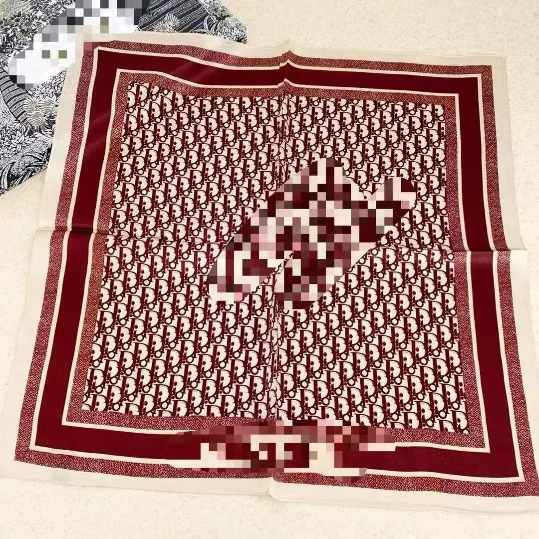 Christian Dior Scarves Oblique Monogram Square Scarf — D-ior Coffee color