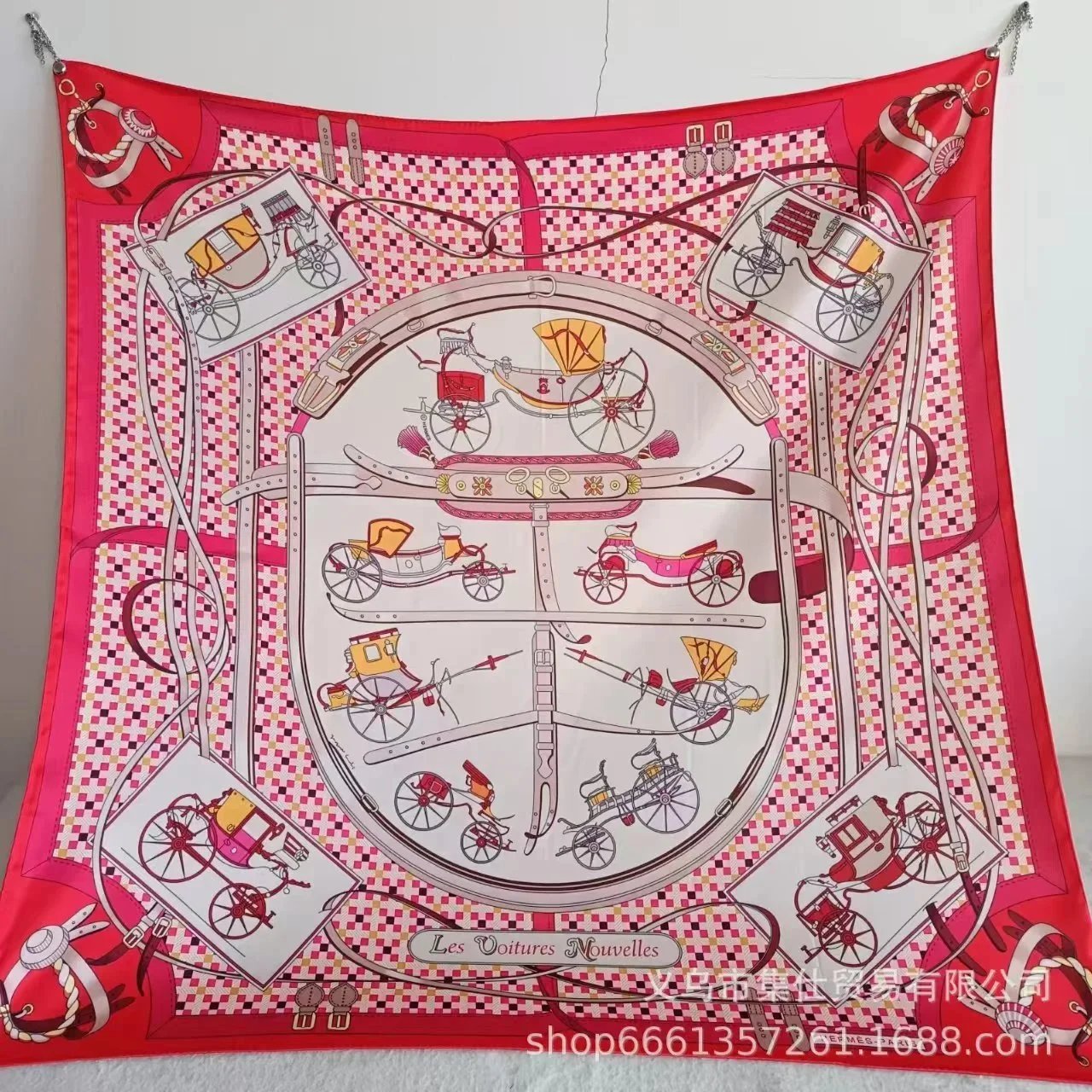 Christian Dior Scarves Oblique Monogram Square Scarf — H-ermès Red Carriage
