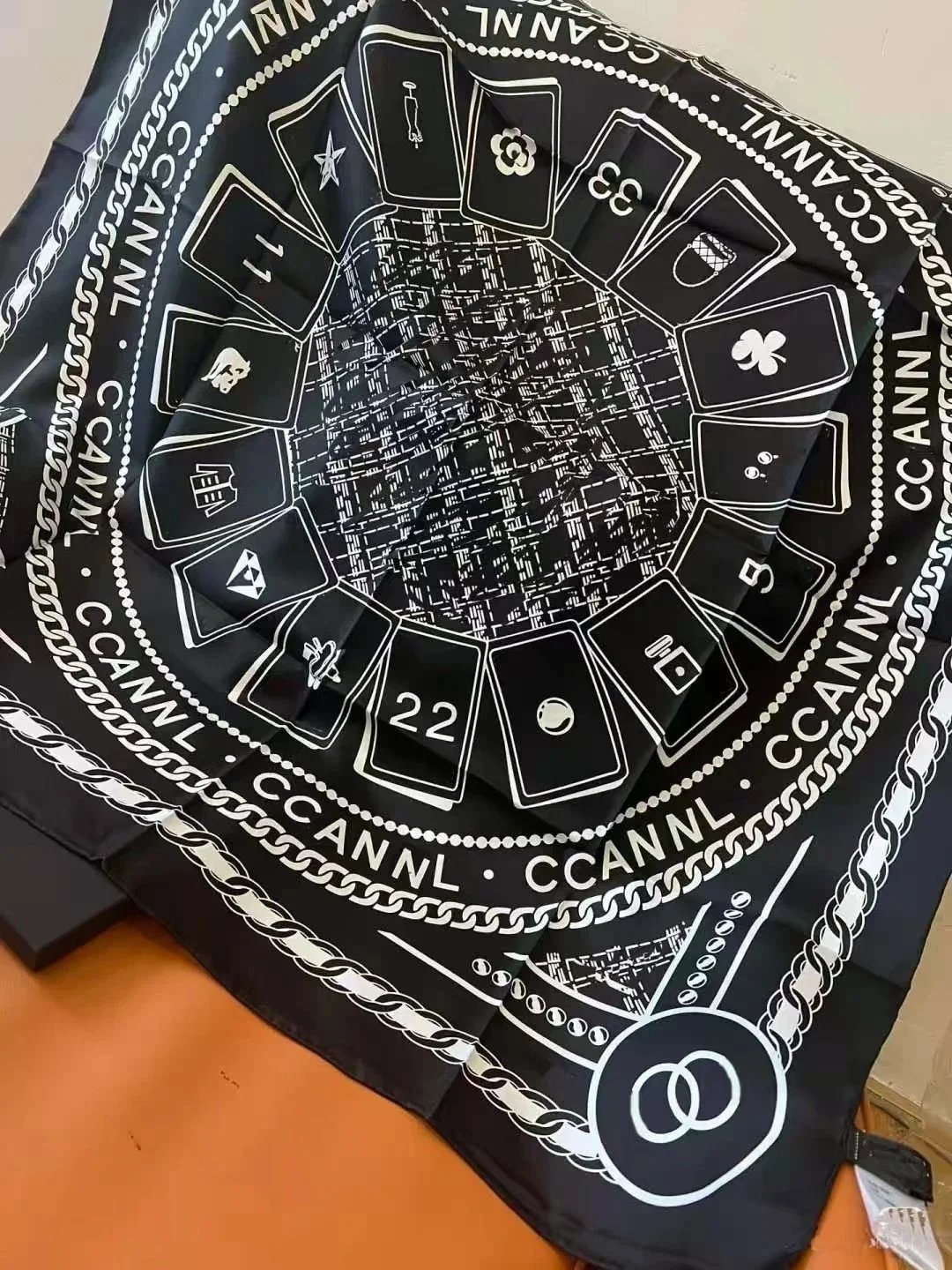 Christian Dior Scarves Oblique Monogram Square Scarf — C-hanel Black Poker