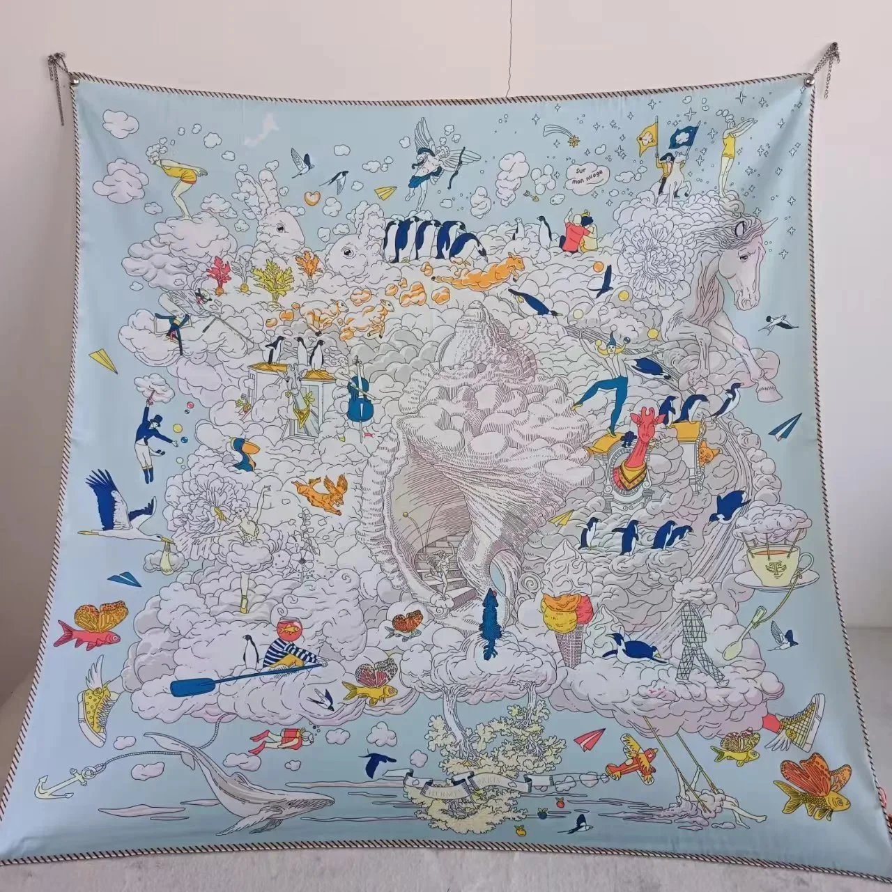 Christian Dior Scarves Oblique Monogram Square Scarf — H-ermès Vientiane among light blue clouds