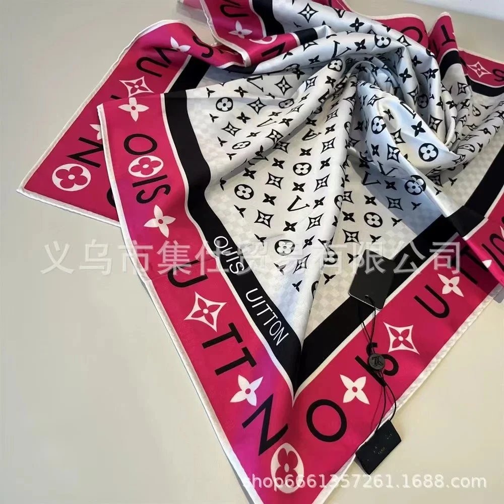 Christian Dior Scarves Oblique Monogram Square Scarf — L-V White powder edge (letter)