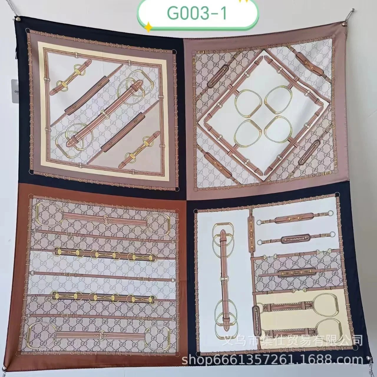 Christian Dior Scarves Oblique Monogram Square Scarf — G-ucci Brown patchwork