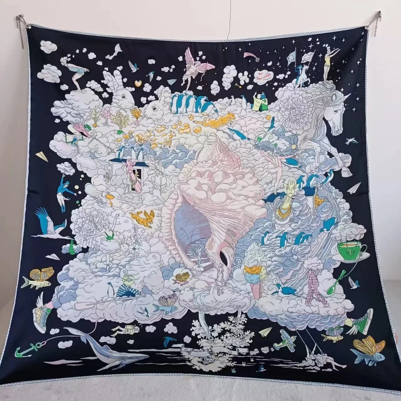 Christian Dior Scarves Oblique Monogram Square Scarf — H-ermès Vientiane among Black Clouds
