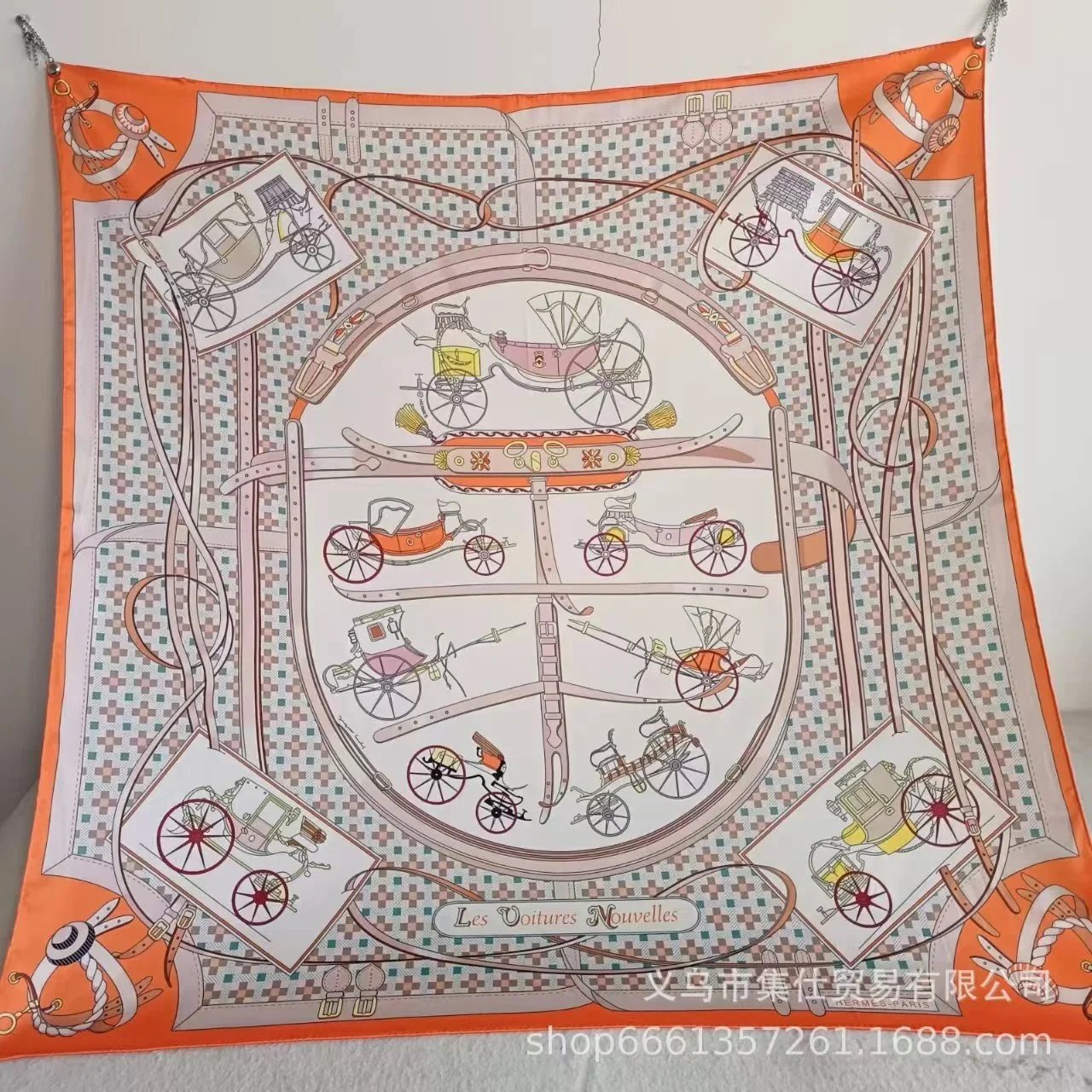 Christian Dior Scarves Oblique Monogram Square Scarf — H-ermès gray orange carriage