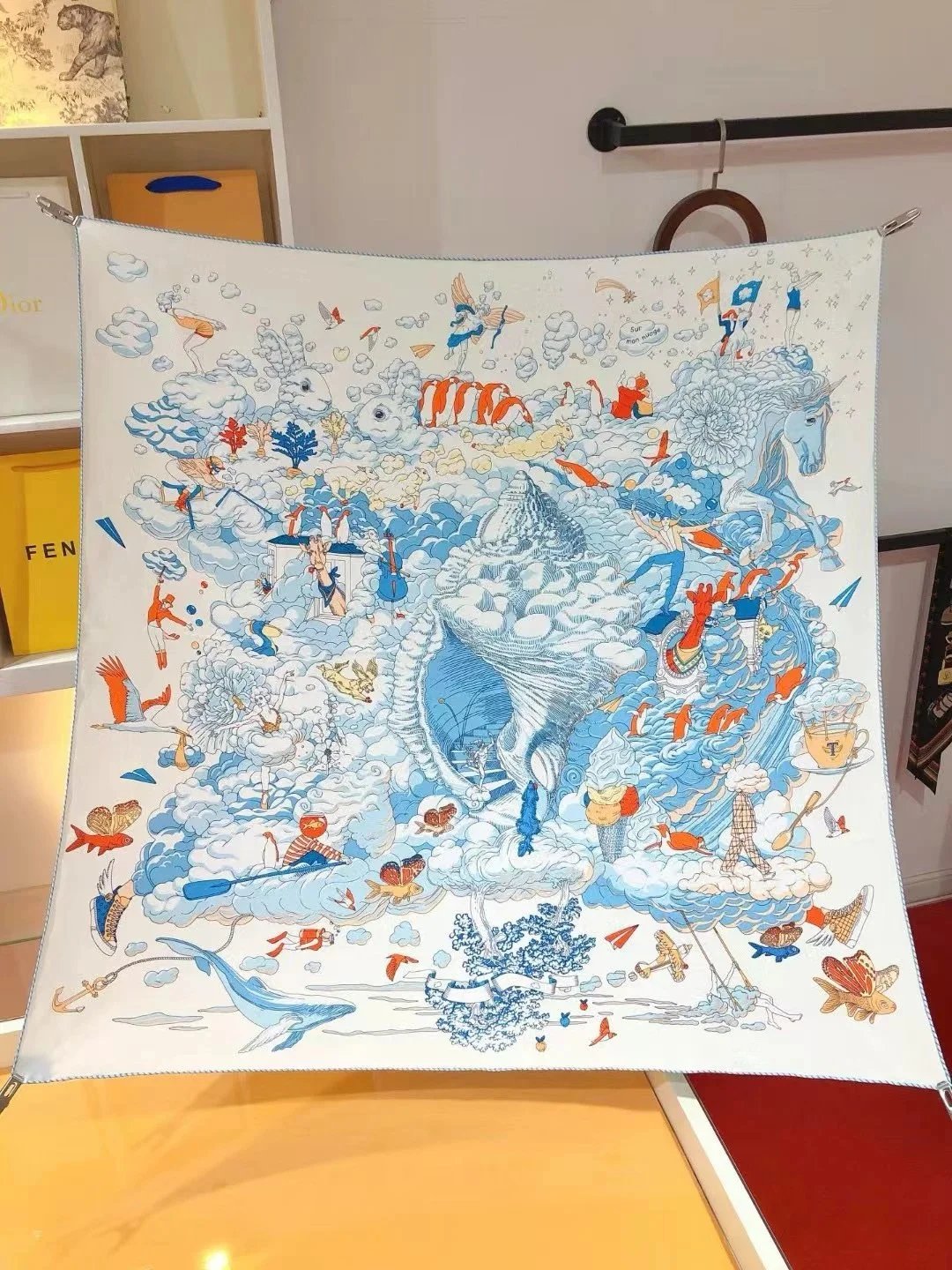 Christian Dior Scarves Oblique Monogram Square Scarf — H-ermès Vientiane among White Clouds