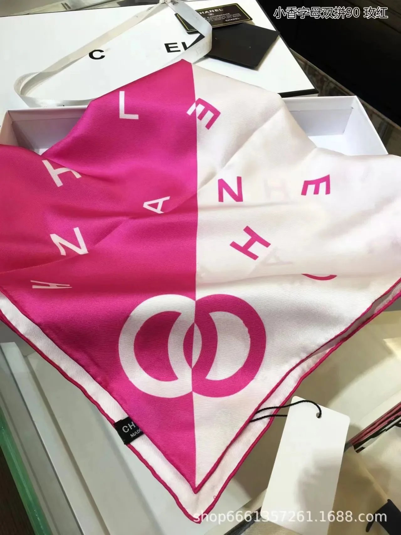 Christian Dior Scarves Oblique Monogram Square Scarf — C-hanel Pink white double spell