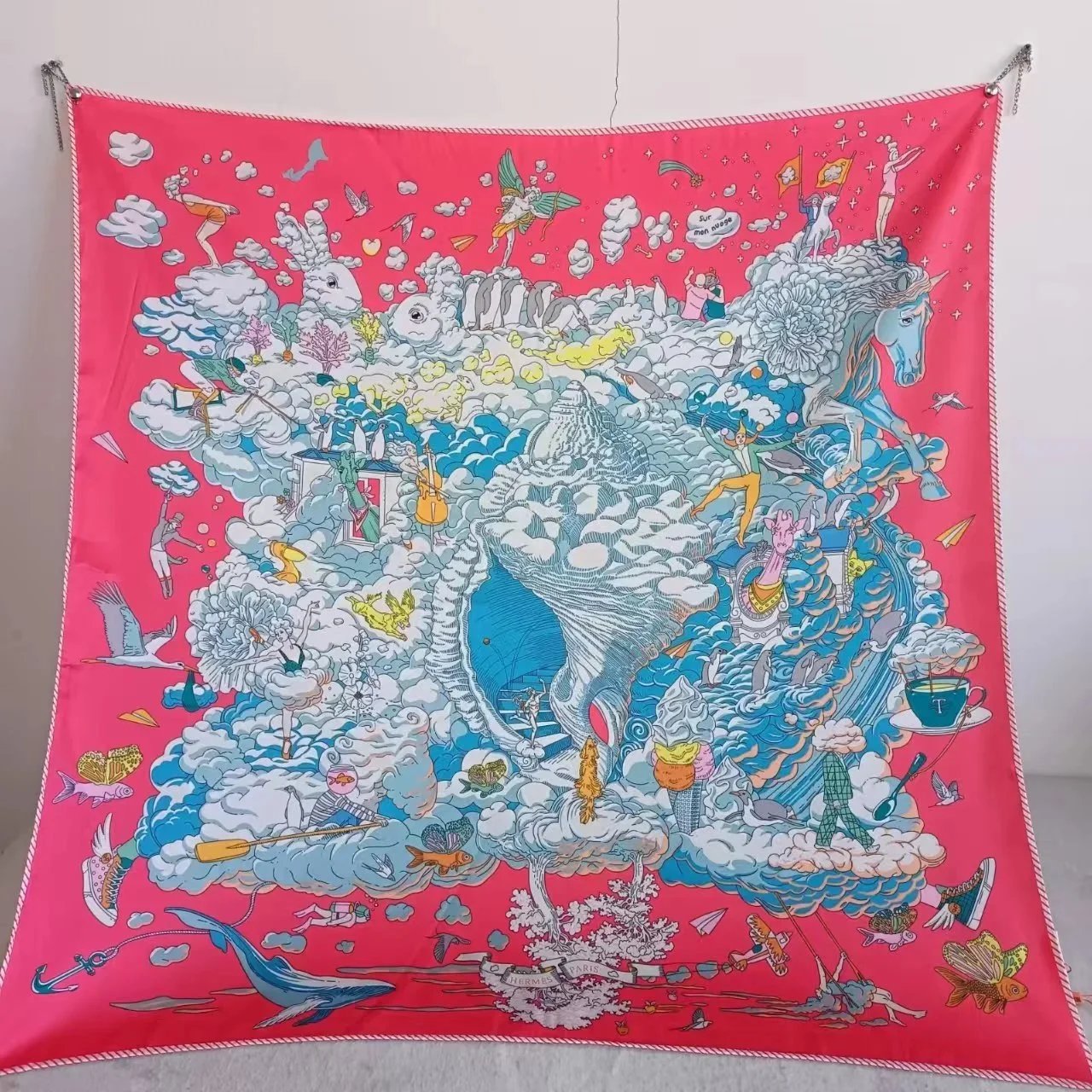 Christian Dior Scarves Oblique Monogram Square Scarf — H-ermès Vientiane among Pink Clouds