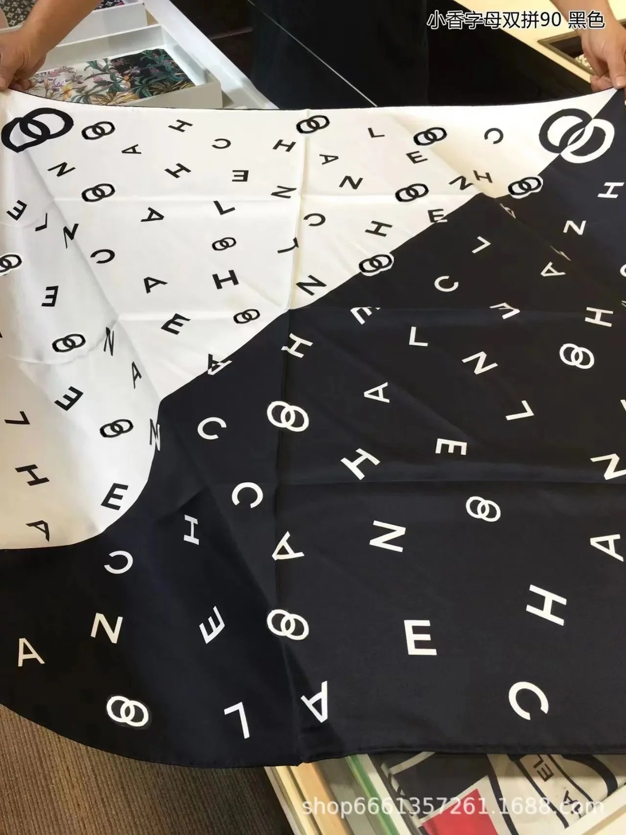 Christian Dior Scarves Oblique Monogram Square Scarf — C-hanel black and white