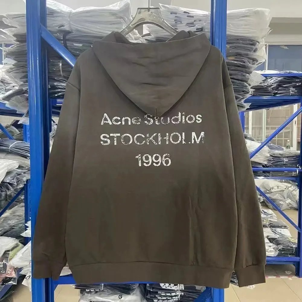 Acne Studios Hoodie Stockholm 1996 Logo Brown