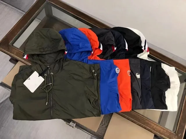 Moncler Jackets Hooded zip-front jacket with tricolor hood trim product detail image 8