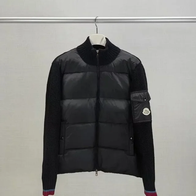 Moncler Jackets Hooded zip-front jacket with tricolor hood trim product detail image 18