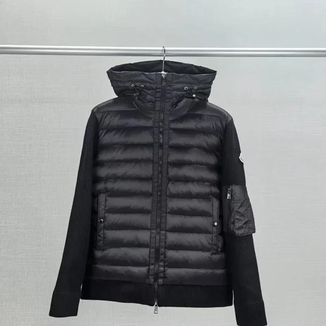 Moncler Jackets Hooded zip-front jacket with tricolor hood trim product detail image 23