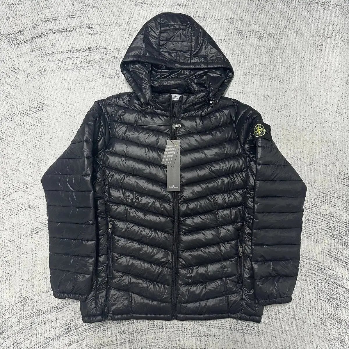Black Quilted Hooded Jacket