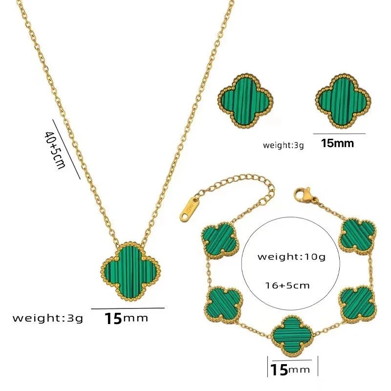 Vancleef Necklace — 913-1 three-piece set of 1.5CM green she colorway — USFans Spreadsheet photo