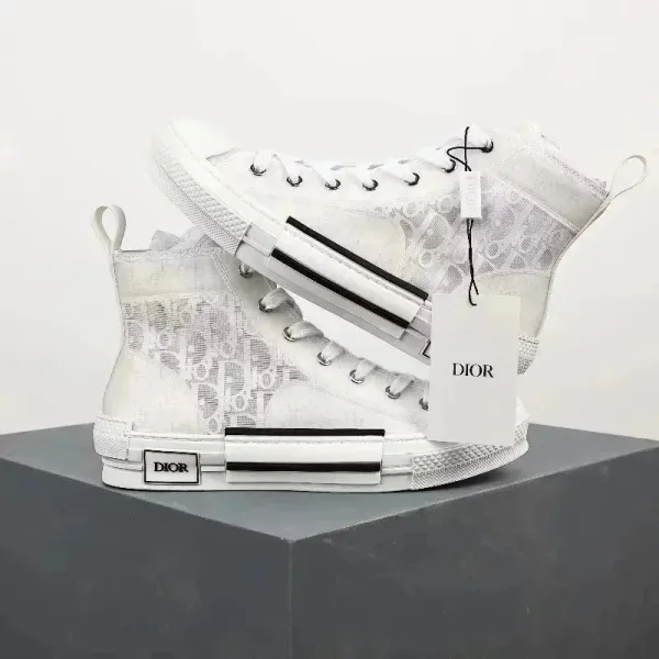 Dior B23 High-Top Sneakers White Oblique Print Sneakers - 1