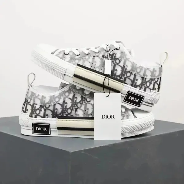 Dior B23 Oblique Print White Transparent Sneakers - 1