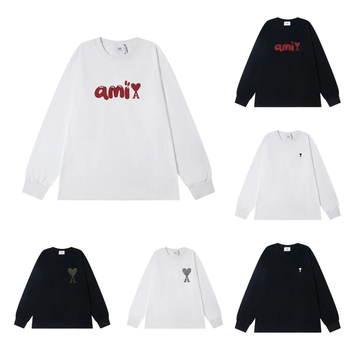 Ami Paris Ami Heart Long Sleeve T-Shirt #Ami_Sou #Sweatshirt_Sou