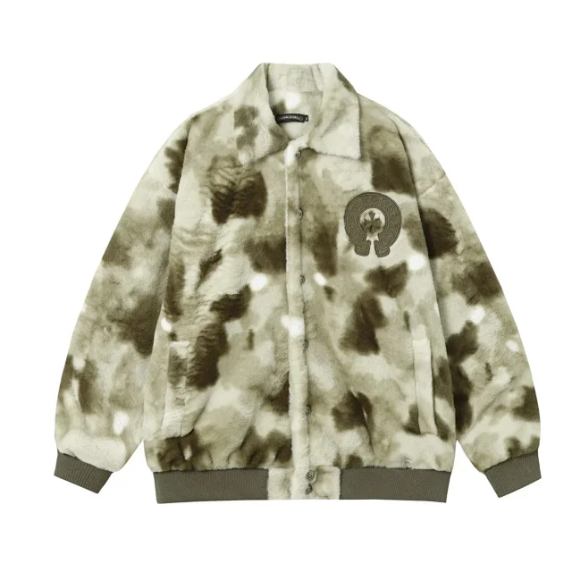 Chrome Hearts Jackets Tie-Dye Plush Bomber Jacket product detail image 1