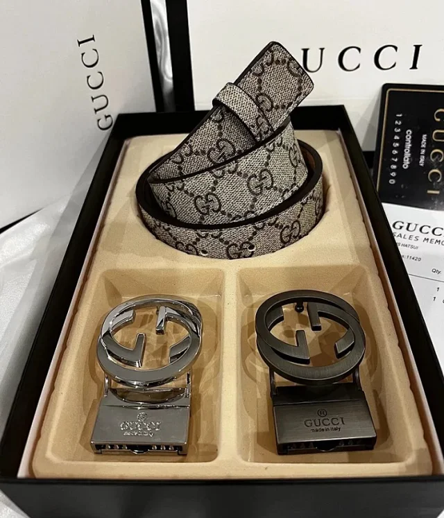 Gucci Belts Interlocking G buckle belt with interchangeable buckles product detail image 6