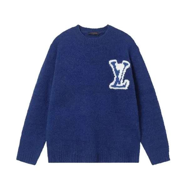 Louis Vuitton Monogram Knit Sweater Navy Blue Sweater - 1