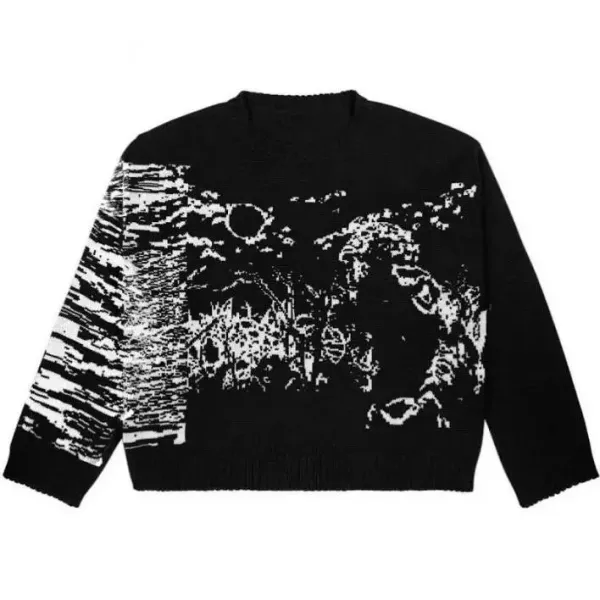 Off-White Distorted Graphic Knit Sweater Black - 1
