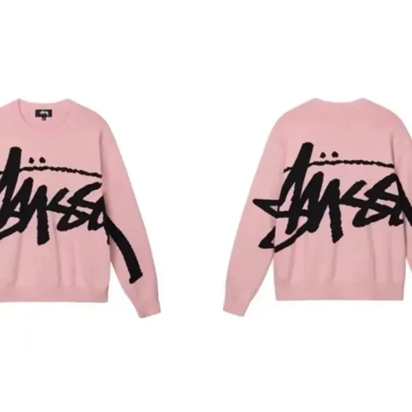 Stüssy Oversized Logo Knit Sweater Pink - 1