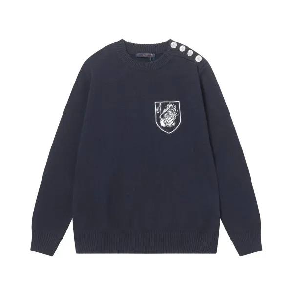 Louis Vuitton Shield Embroidery Sweater Navy - 1