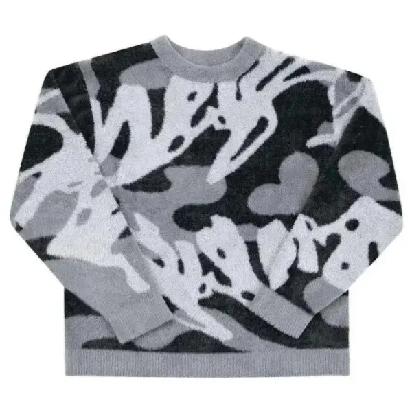 Off-White Camo Knit Sweater Gray - 1