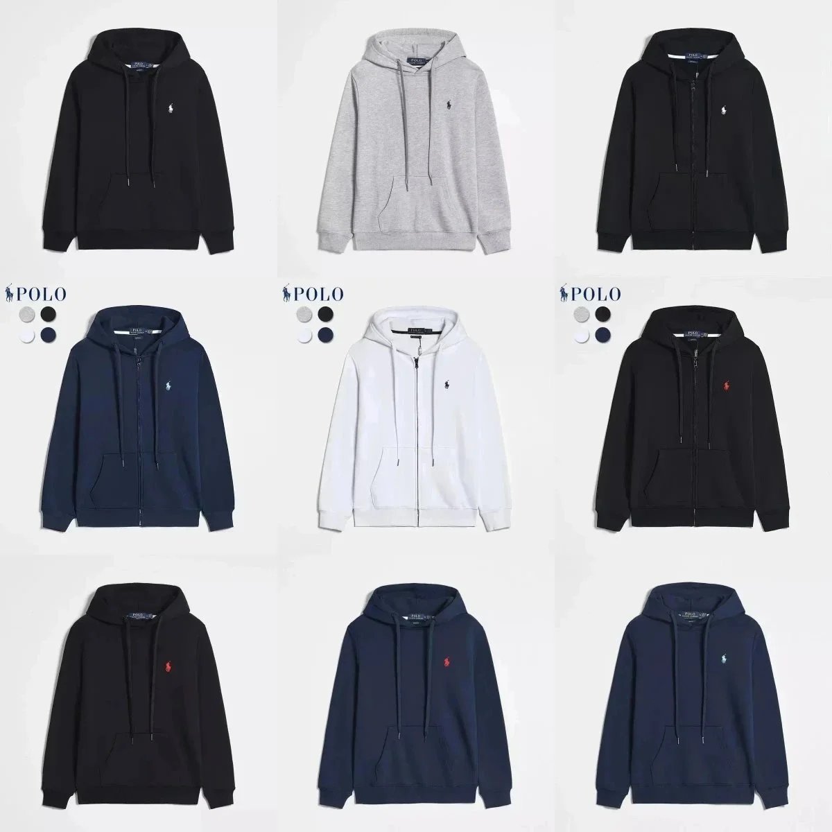 Zipper pullover embroidered sweatshirt and sweatpants