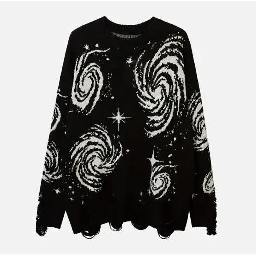 Galaxy Print Knit Sweater Black - 1
