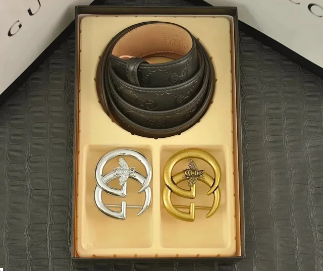 Gucci Belts Interlocking G buckle belt with interchangeable buckles product detail image 2