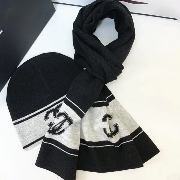Dior Oblique Gray Knit Scarf and Beanie Set - 10