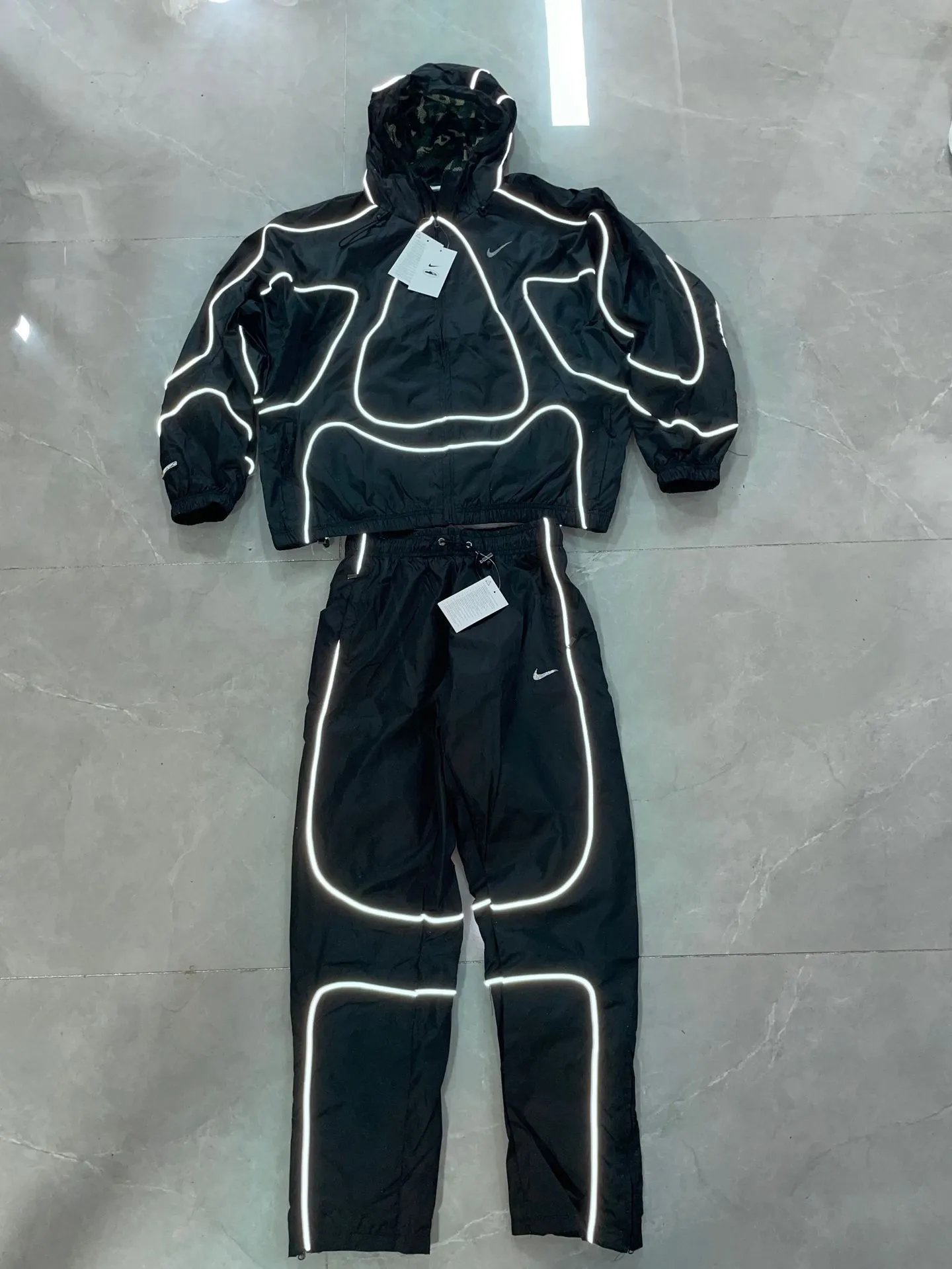 Nike Track Pants Black with White Piping - 5