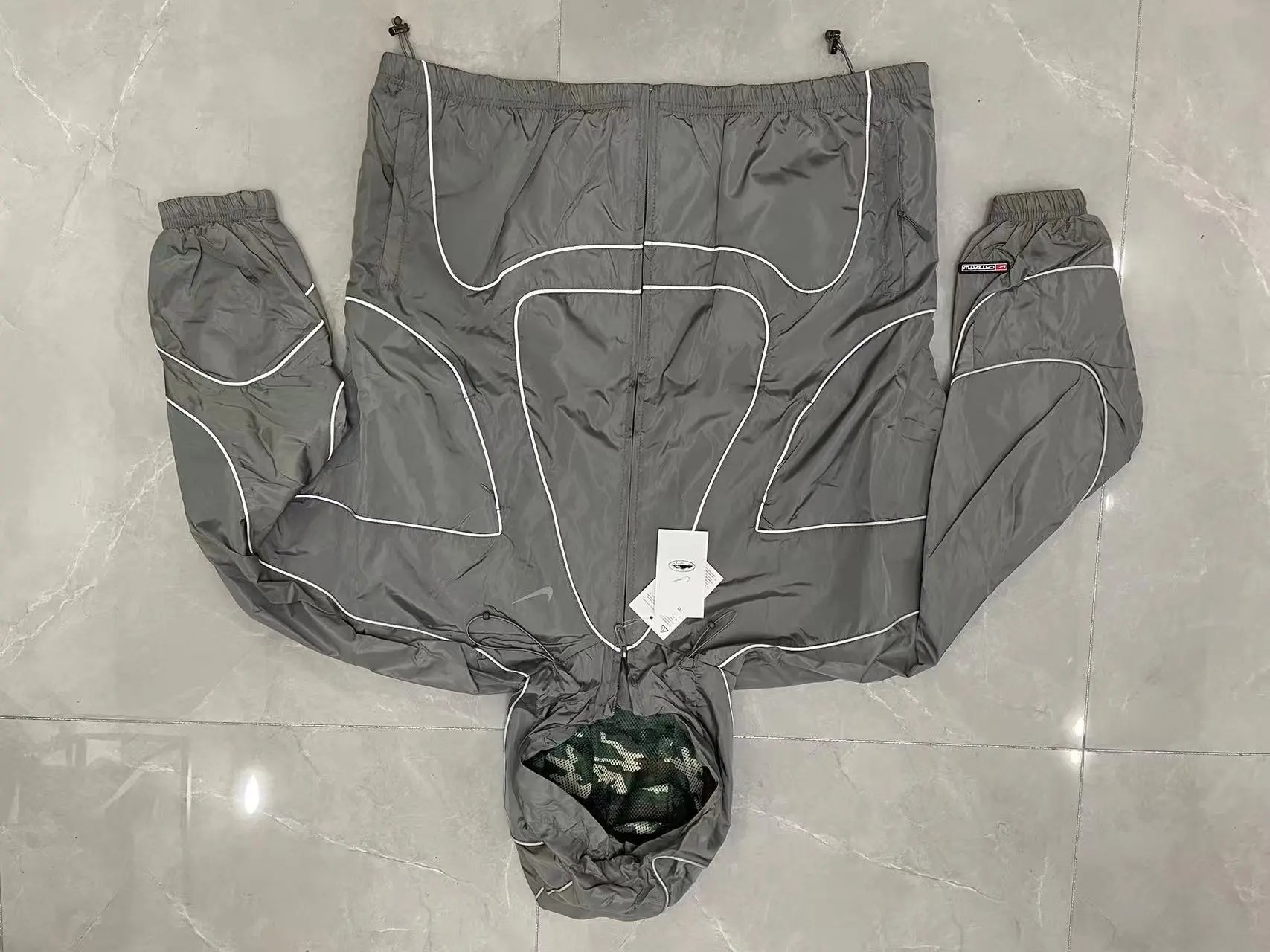 Nike Track Pants Black with White Piping - 9