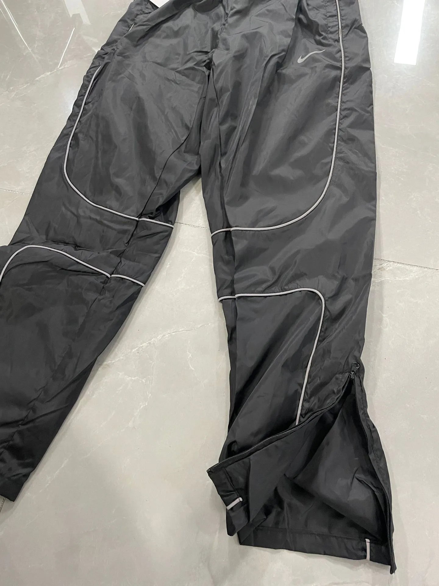 Nike Track Pants Black with White Piping - 29