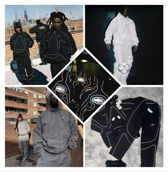Nike Track Pants Black with White Piping - 37